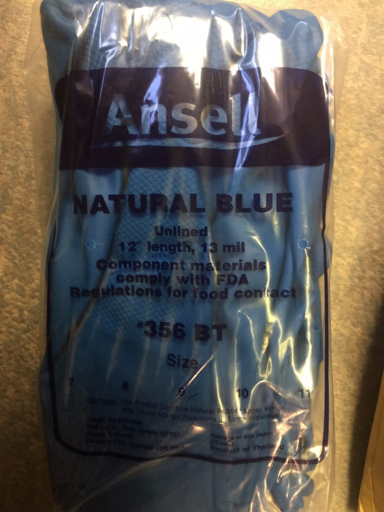 356BT ANSEL (box of 144 pairs) size 9, Unlined, 12" length, 13mil Gloves (NEW)