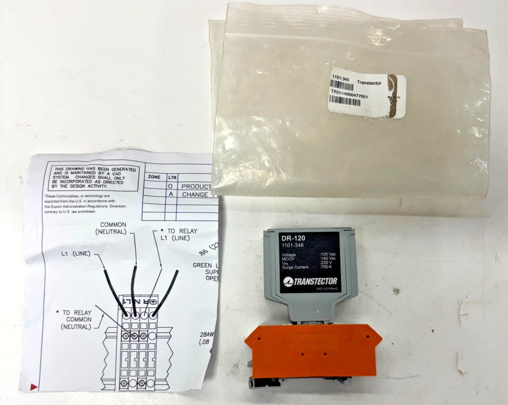 TRANSTECTOR AC SURGE PROTECTOR SPD DR DN-RAIL 1101-326 DR 120 120 VAC 20A SASD