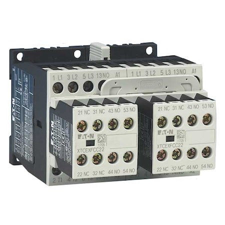 Eaton Xtcr012b21a Iec Magnetic Contactor, 3 Poles, 120 V Ac, 12 A, Reversing: