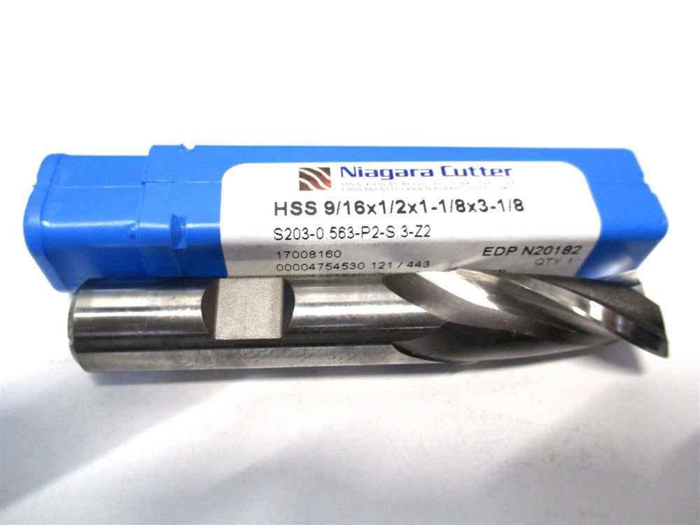 Niagara Cutter (N20182) 9/16 x 1/2 x 1-1/8 x 3-1/8 2-Flute SE HSS End Mill