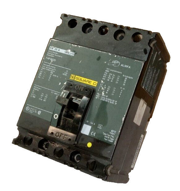 SQUARE D FAP36020 20 AMP CIRCUIT BREAKER 3 POLE 600 VAC 250 VDC 25 KA