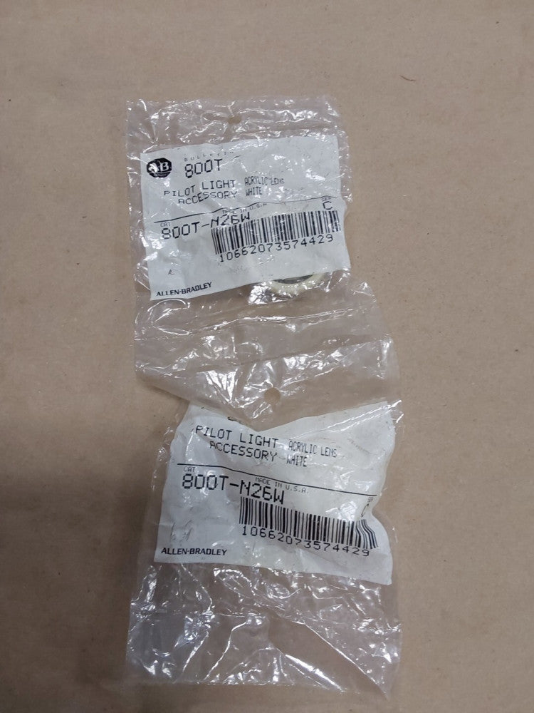 2 ALLEN BRADLEY 800T-N26W PILOT LIGHT ACCESSORY ACRYLIC LENS WHITE SER C