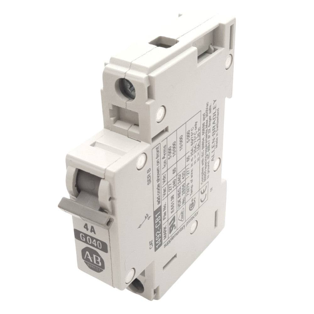 Allen Bradley 1492-CB1G040 Circuit Breaker, 1-Pole, 4A, 277VAC Max, DIN Rail