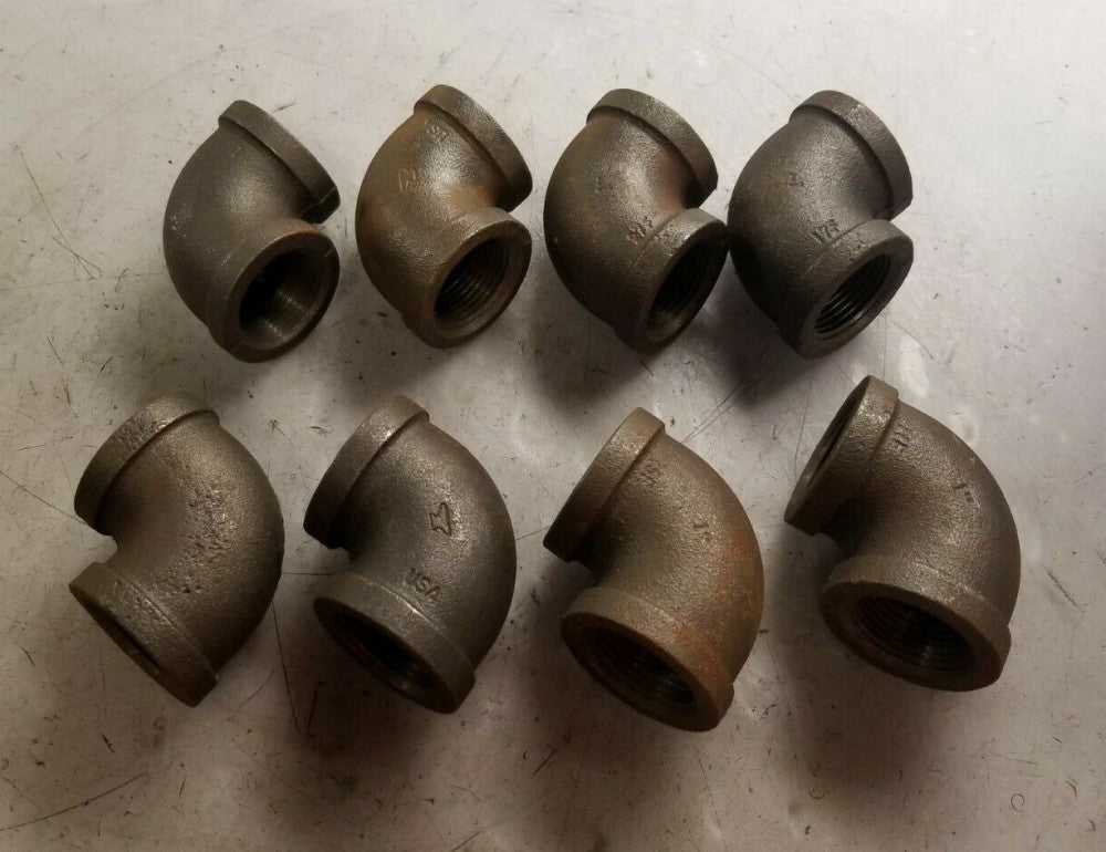 8) NEW ANVIL 1"NPT BLACK MALLEABLE IRON UNION 90 DEGREE ELBOW LOT OF 8