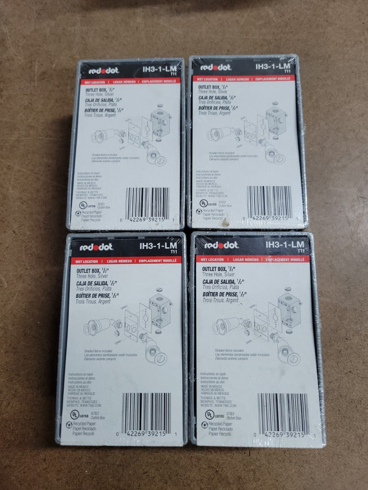 1- Red Dot IH3-1-LM 3 Hole 1 Gang Outlet Box New