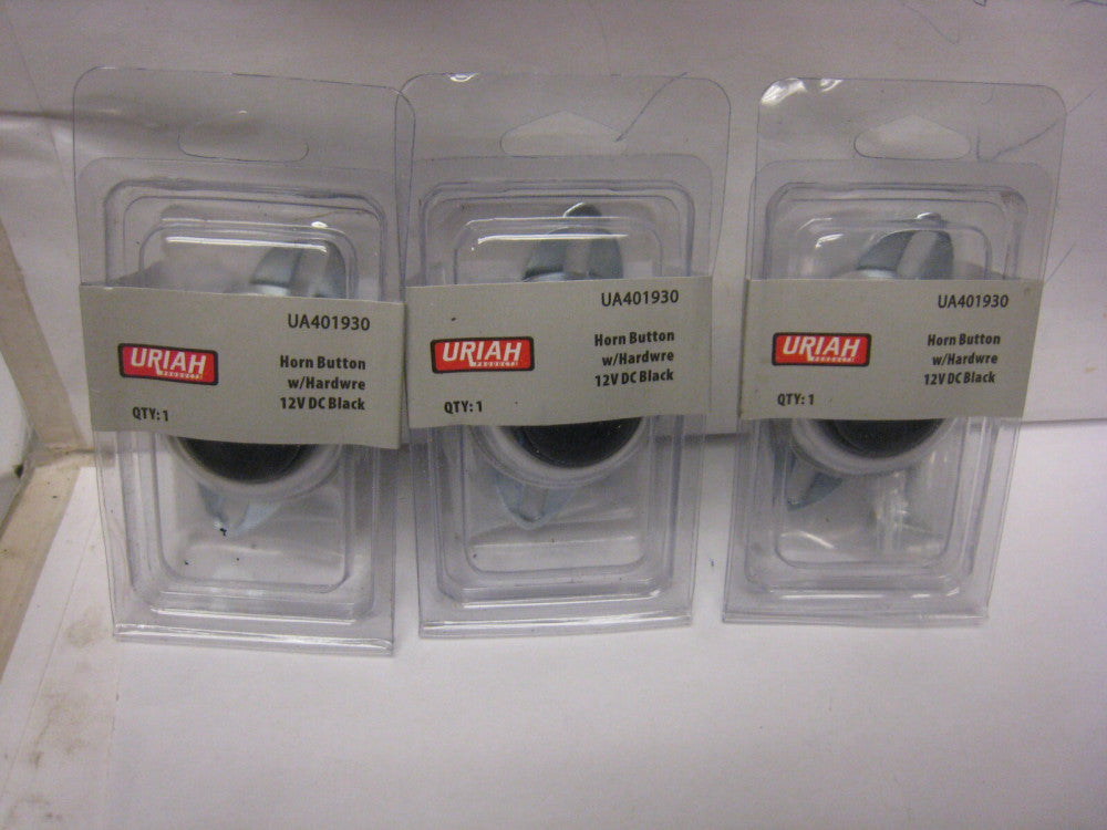 3 URIAH BLACK Push Horn Buttons # UA401930, Infinite Innovations Inc, 3PK