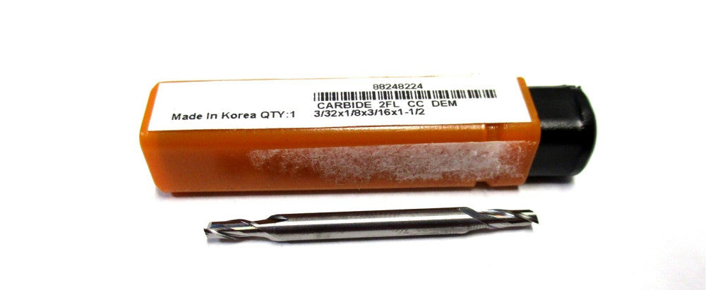 NEW (88248224) 3/32 x 1/8 x 3/16 x 1-1/2 2F CC DE RH Carbide Square End Mill