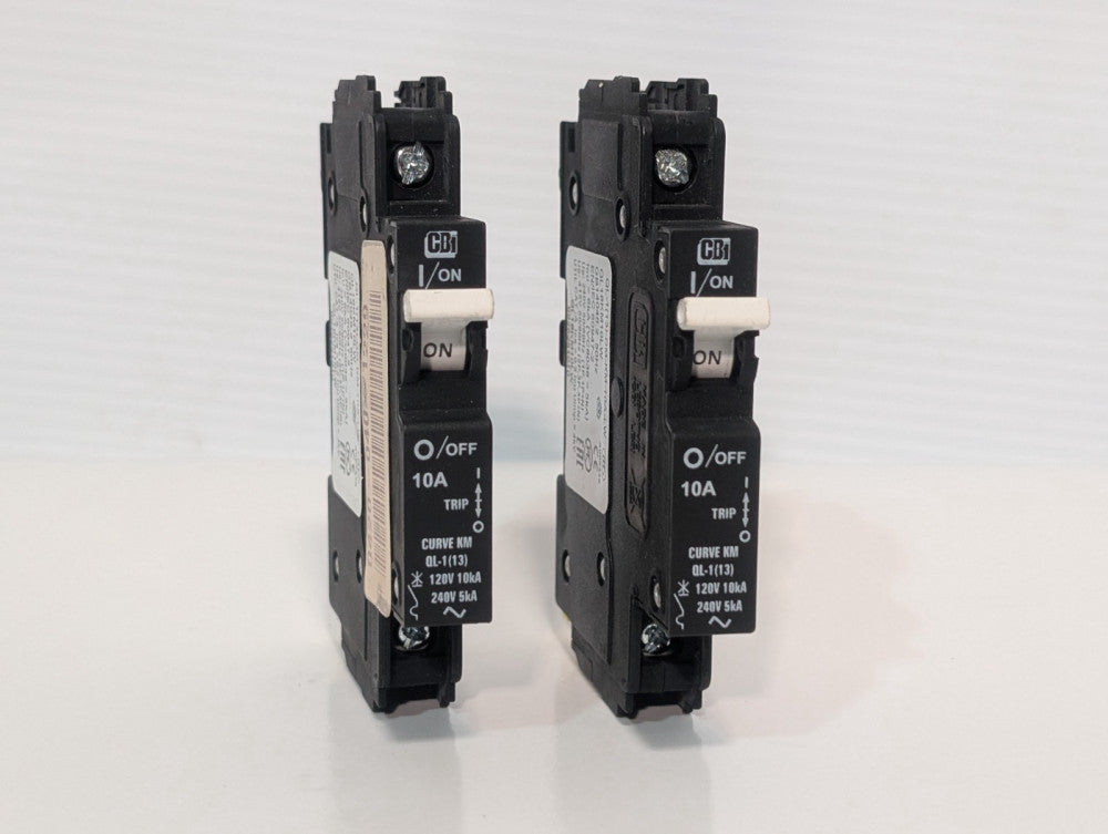 Lot of 2: CBI/ Weidmüller QL-1(13)-DM-KM-10A-LW Circuit Breakers, 10A, Curve KM