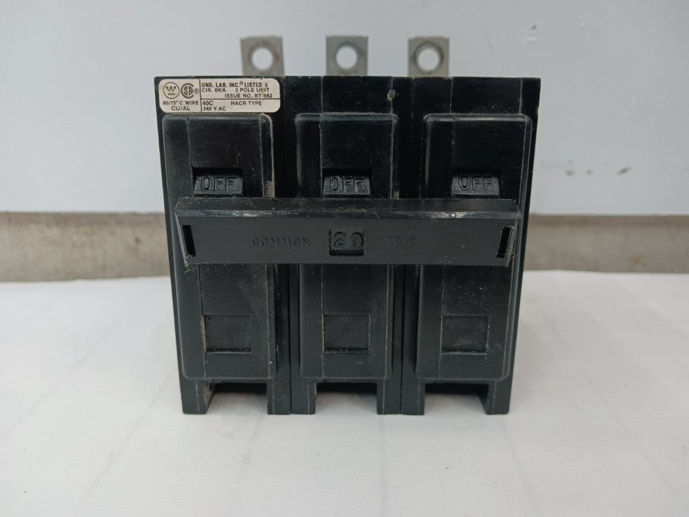 WESTINGHOUSE 20 AMP CIRCUIT BREAKER 3 POLE 240 VAC QBHW3020H