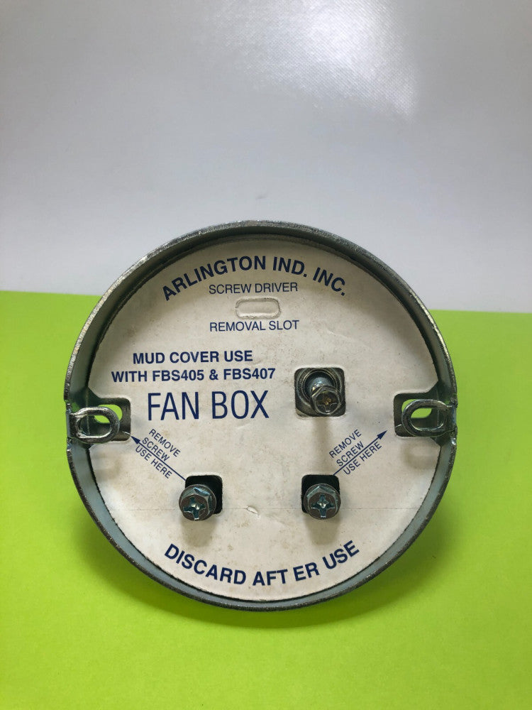 ARLINGTON INDUSTRIES FAN BOX, Mud Cover use FBS405 / FBS407 NEW