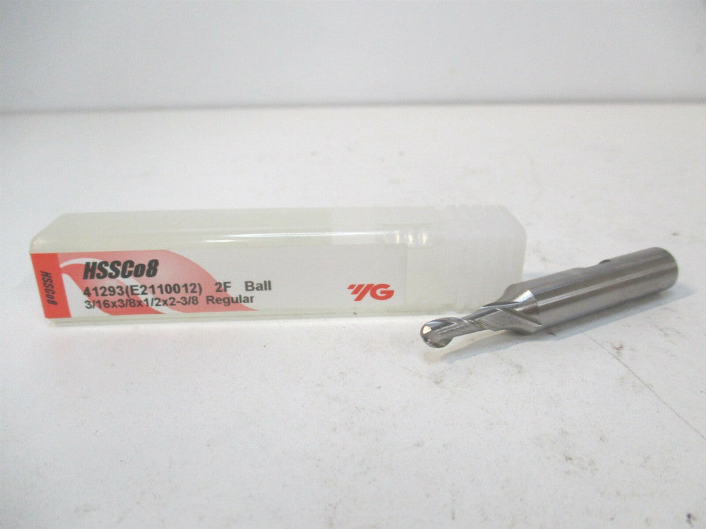 YG-1 (41293) 3/16" x 1/2" x 3/8" x 2-3/8" OAL Cobalt Non-Coolant Ball End Mill