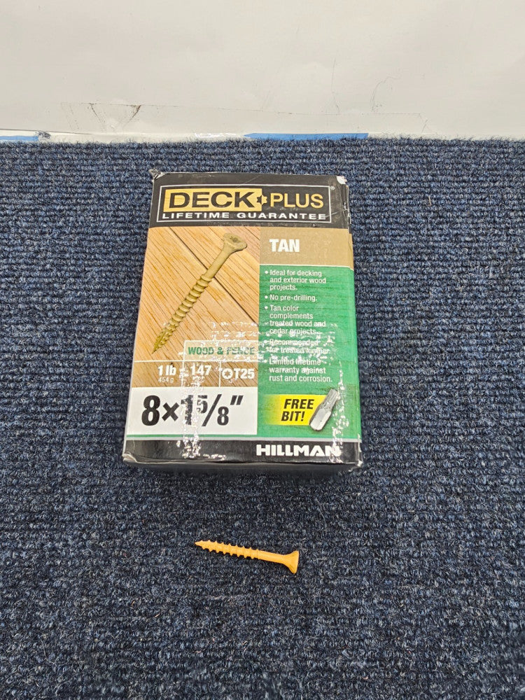(QTY 47) Hillman Tan Deck Plus 48411 Wood & Deck Screws -8 x 1-5/8"