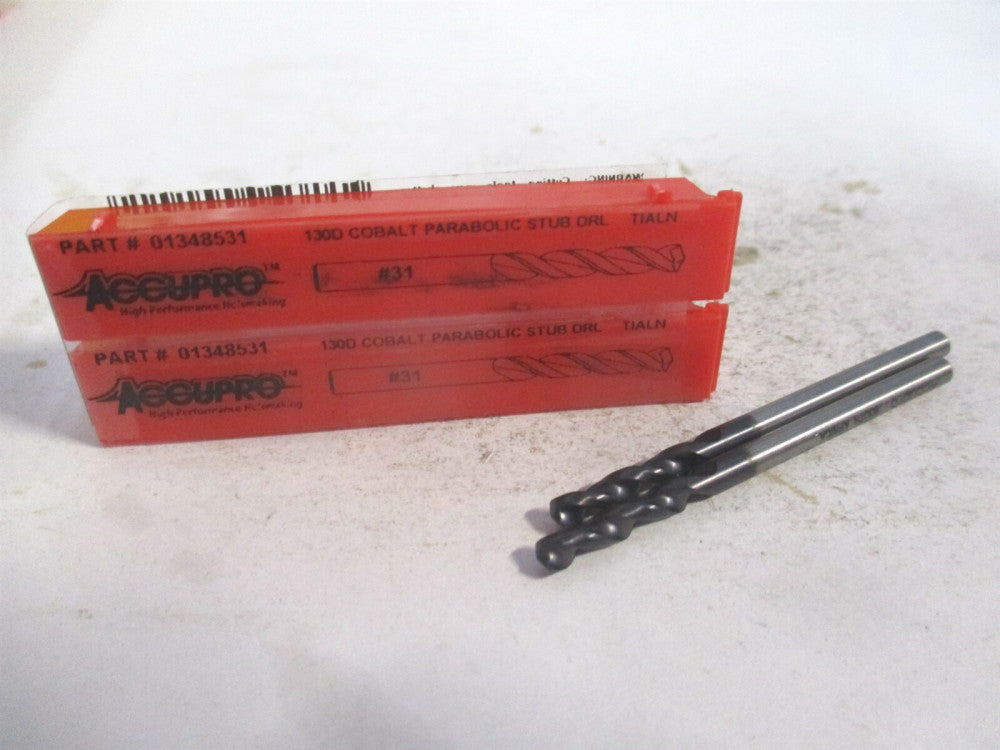 (1630305A-AC) #31 130° Parabolic Flute Cobalt Screw Machine Drill Bit - Qty 2