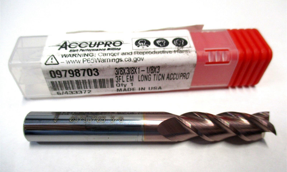 Made in USA (09798703) 3/8 x 1-1/8 x 3 3-Flute SE CC RH Carbide Square End Mill