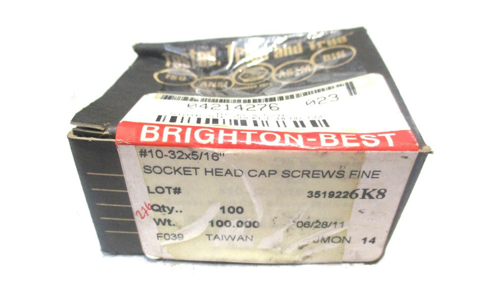 Brighton (592217 #10-32 UNF 5/16" OAL 5/32" Hex Socket Cap Screw - Lot of 100