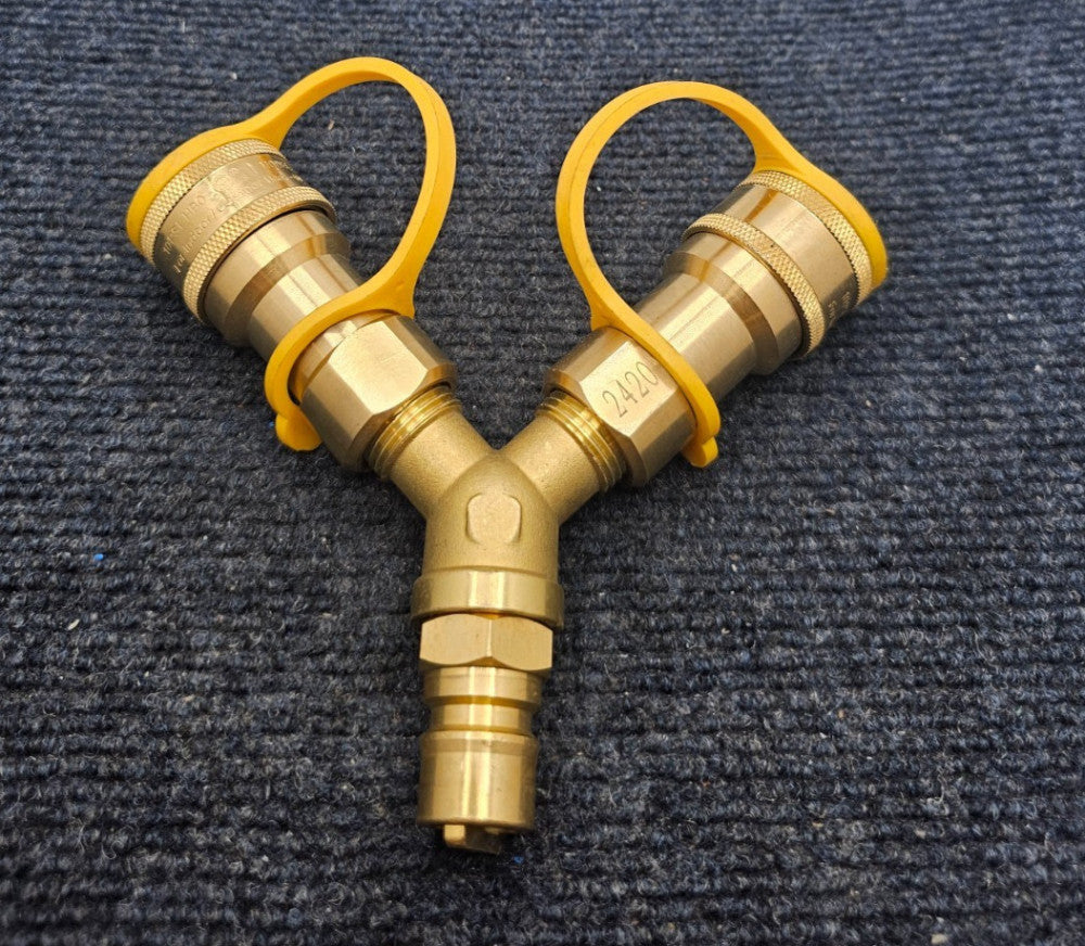 YA03 Natural Gas Y Splitter Brass 10PSI HBO For Grill/Oven/Heater