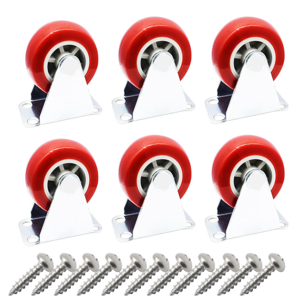 1.5 inch Rigid No-Swivel Plate Hard Rubber Caster Wheels for Furniture and Wo...