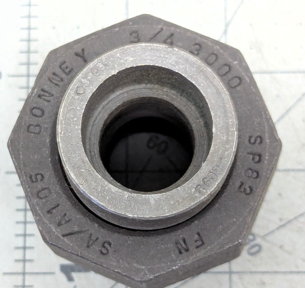 Bonney 3/4” Socket Weld Black Steel Union Pipe Fitting Class 3000 SP83 A/SA105