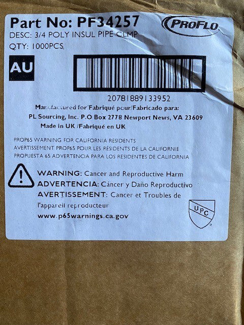 (CASE OF 1,000) PROFLO® 3/4 in. Polyethylene Pipe Clamp PF34257
