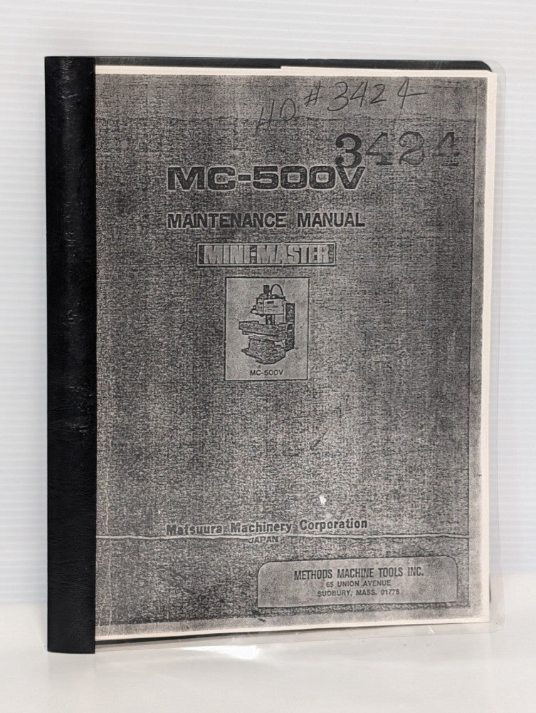 Matsura Machinery Corp. MC-500V Mini-Master Spindle Maintenance Manual, as shown