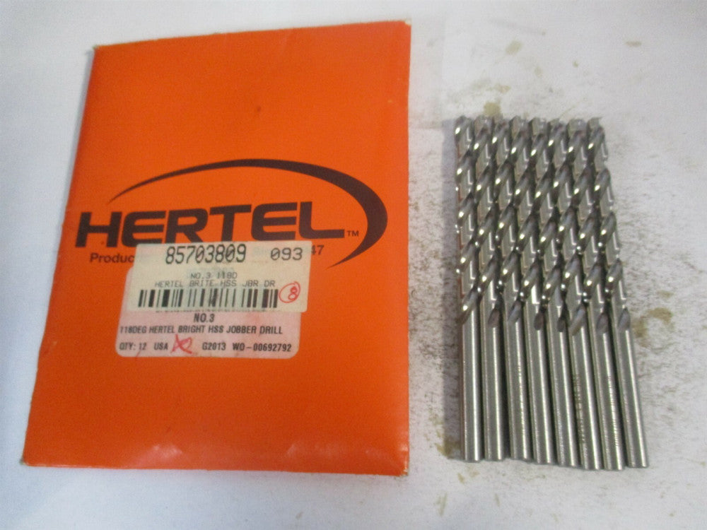 (85703809) #3 x 2-1/2" x 3-3/4" OAL 118° High Speed Steel Jobber Drill - Qty 8