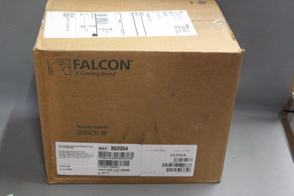 NEW CASE OF 1K FALCON 5mL POLYSTYRENE ROUND BOTTOM TEST TUBE 12X75mm 352054