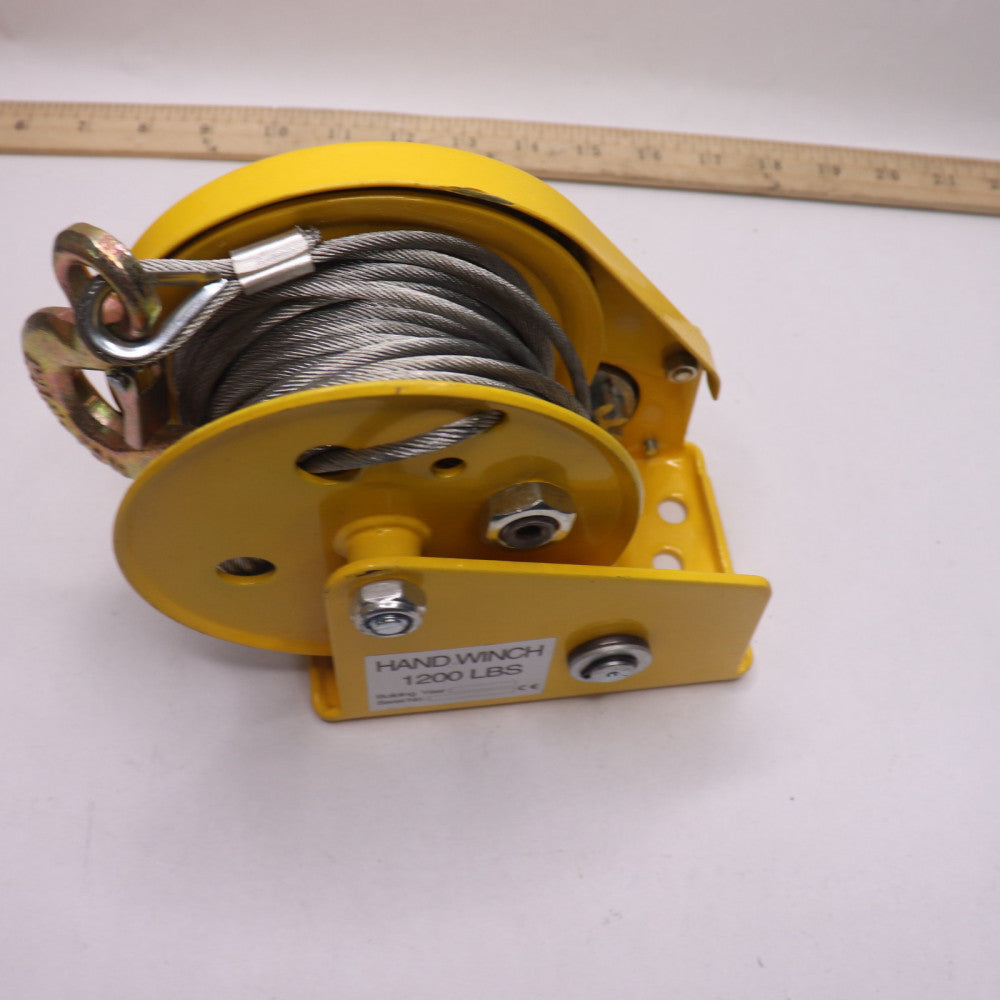 Portable Hand Towing Winch w/ Wire Rope and Hook - No Handle / Hook is Brass