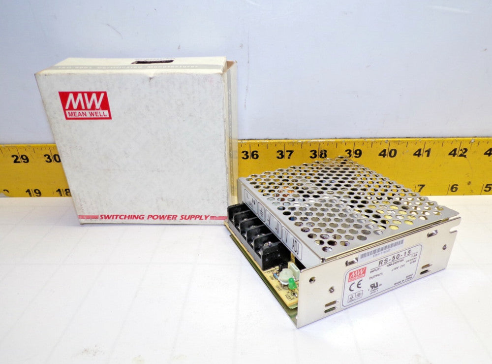 New Mean Well Switching Power Supply 100-240 VAC Input 15 VDC Output RS-50-15