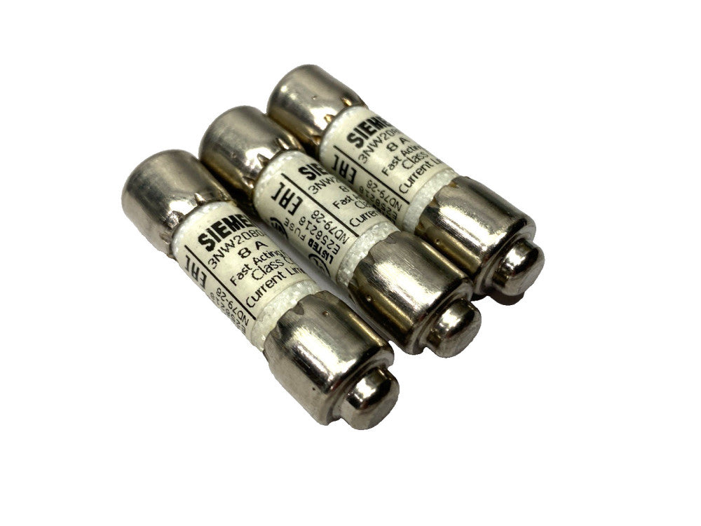 Siemens 3NW2080-0HG SENTRON Fast Acting Fuse Class CC 600V 8A LOT OF 3