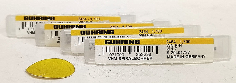 GUHRING #51 JOBBER LENGTH DRILL BIT 118° SOLID CARBIDE 9024640017000 *LOT OF 4*
