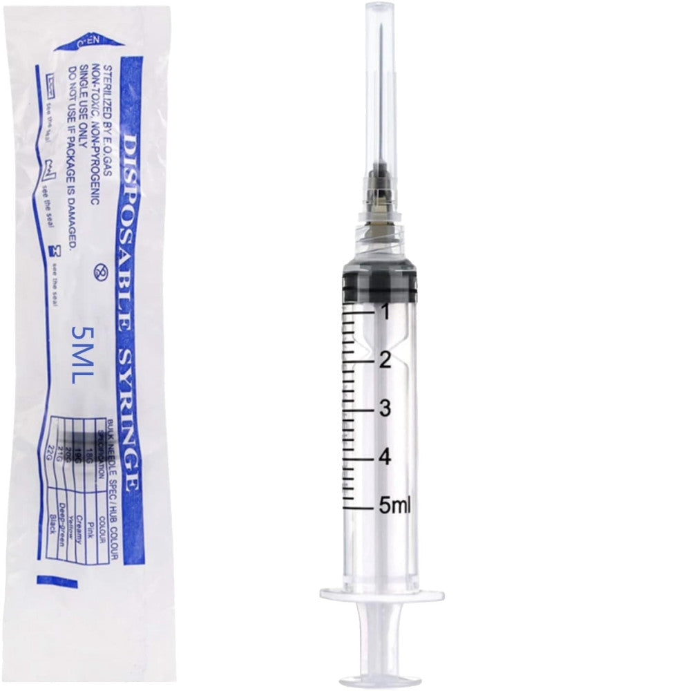 100pk 5ml Plastic Syringes w/ 22Ga Needle – Sealed for Lab,Industrial, Measuring