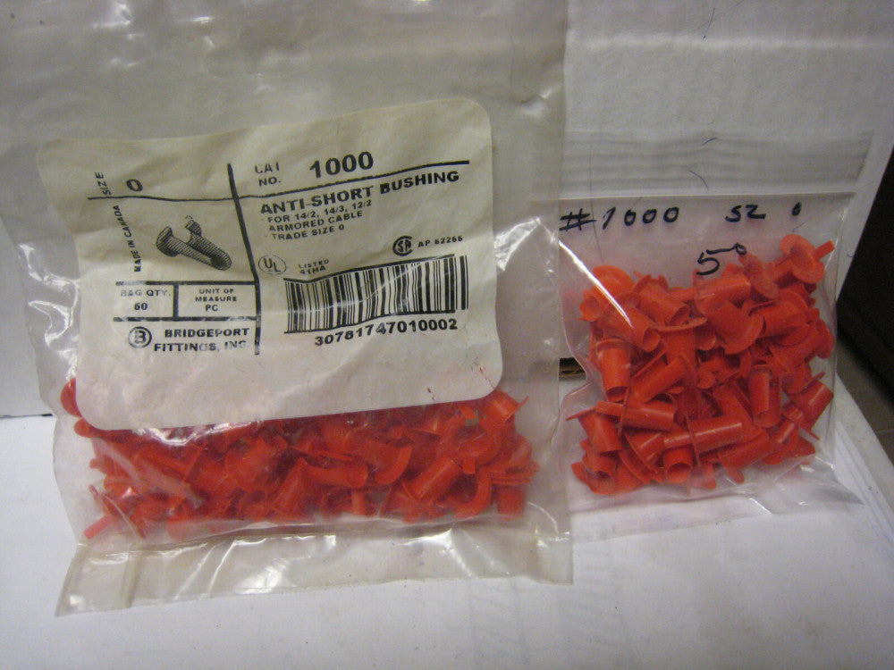 100 Bridgeport 1000 #-0 Anti-Short Bushing (2) (Bags OF 50ea) for Armored Cable