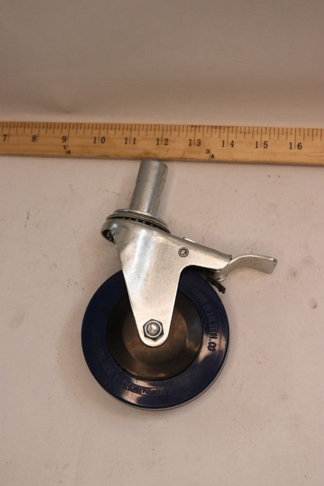 Poly Swivel Expanding Stem Caster Total Lock Brake Stainless Steel Blue 1" x 4"