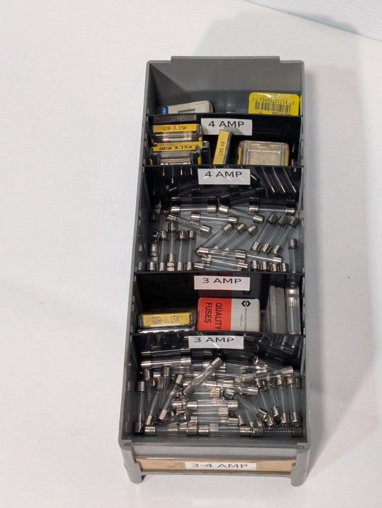 Lot of Assorted Miniature Glass Tube Fuses, 3 & 4 Amperages - As Pictured