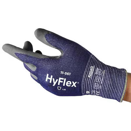 Ansell 11-561 Knit Gloves, Cut Level A3 ,Dipped ,Nitrile ,Smooth ,7 1 Pr