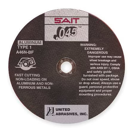 United Abrasives/Sait 23314 Abrasive Cut-Off Wheel, Type 1, 4 1/2 In Dia, 0.045
