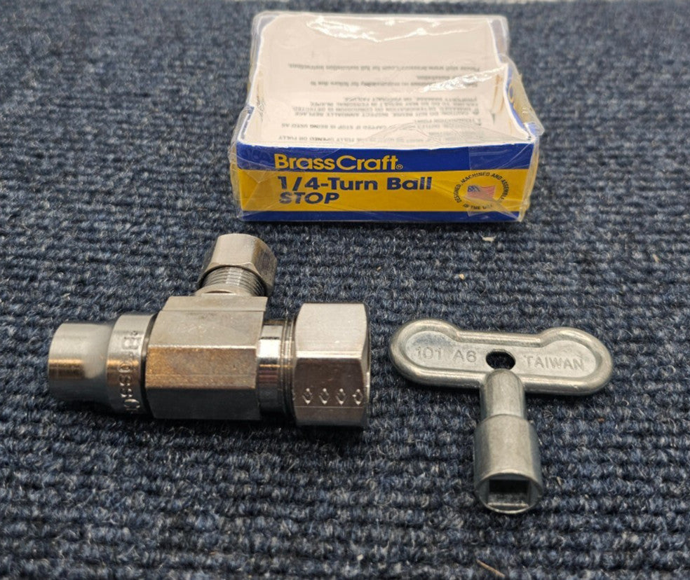 ( QTY 5 ) Brasscraft KTSCR19X C: Compression 1/4-Turn Angle Ball Stop