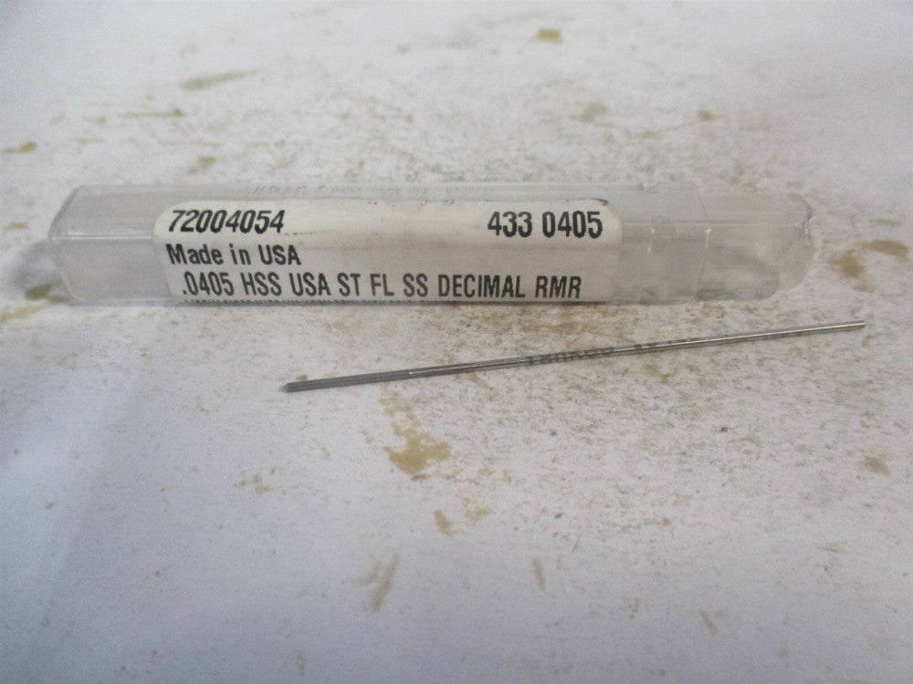 (433-0.0405) 0.0405" x 1/2" x 2-1/2" 4-Flute Straight Shank HSS Chucking Reamer