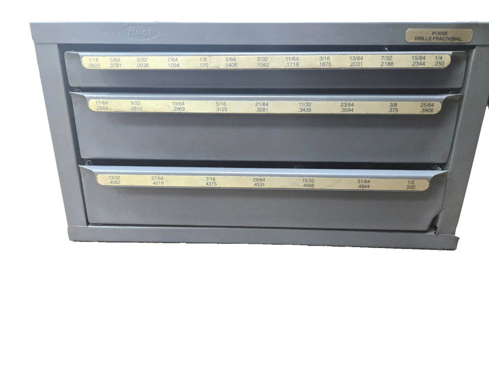 UNBRANDED #13000 DRILLS FRACTIONAL CABINET***FULL** 1/16" TO 1/2"
