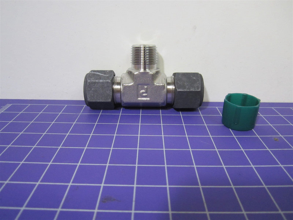 PARKER SS Compression Tube Male Branch Tee 1/2" Tube OD, Comp. x Comp. x MNPT