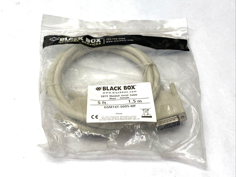 Black Box EGM16T-0005-MF DB15 Molded Serial Cable M/F 5ft