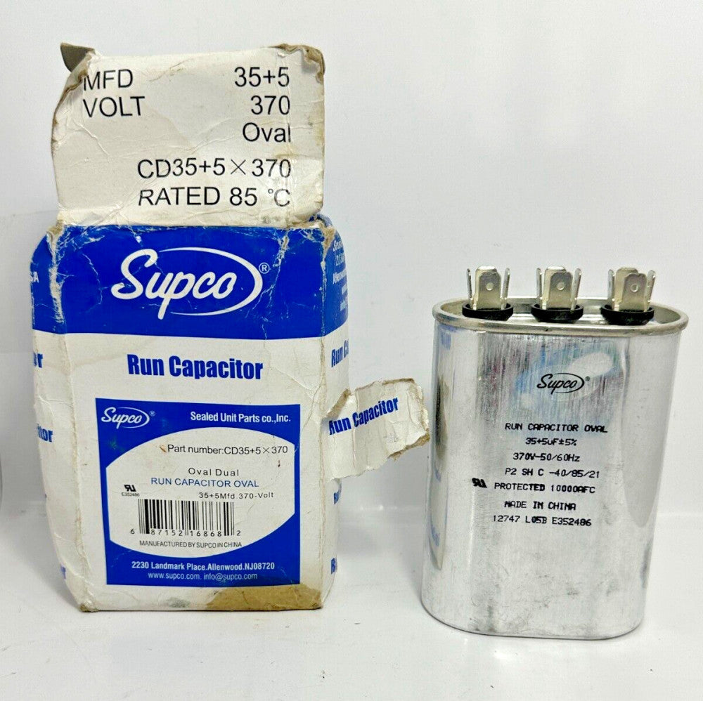 Supco Run Capacitor CD35+5X370 Oval Dual 370V