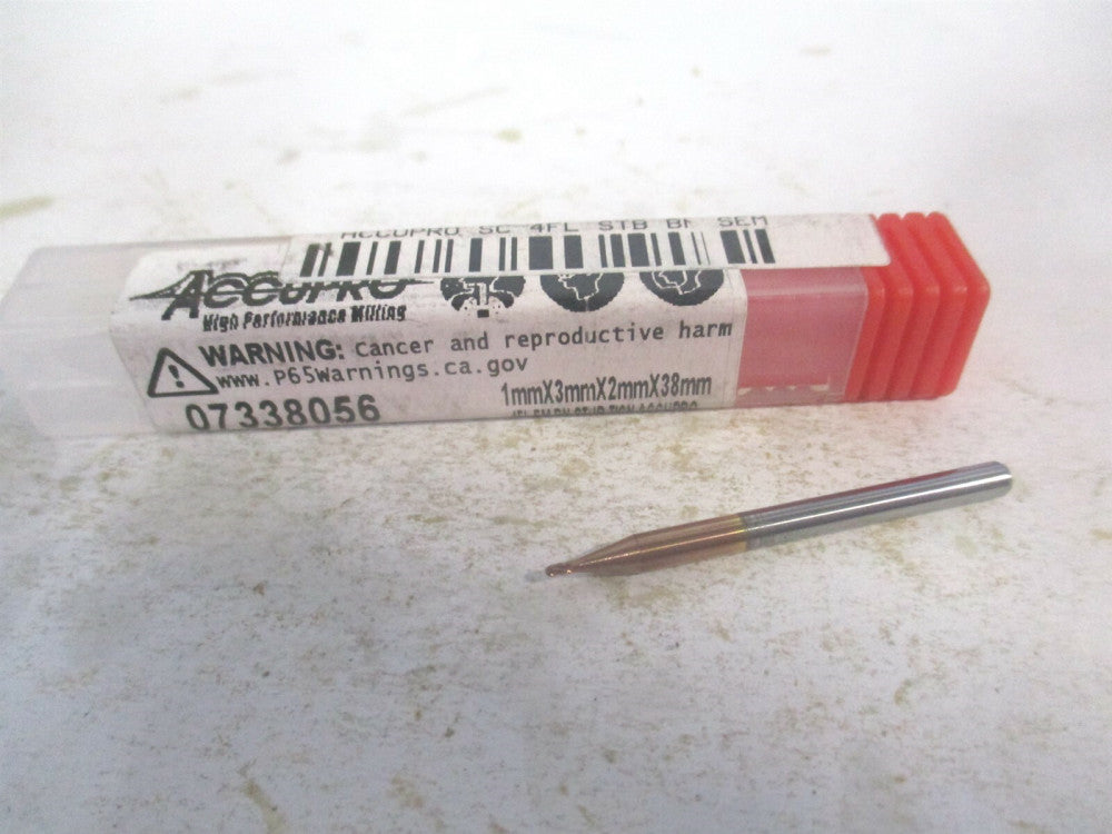 (12184716) 1mm x 2mm x 3mm x 38mm OAL Solid Carbide 4 Flute Ball End Mill