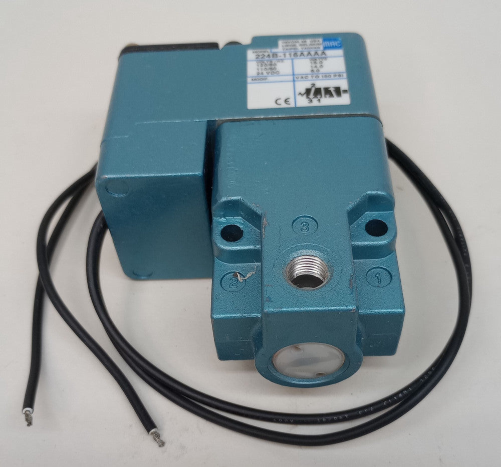 MAC 224B-116AAAA Solenoid Valve 3-Way 1/8" NPTF 110-120VAC 50/60 HZ 200 Series