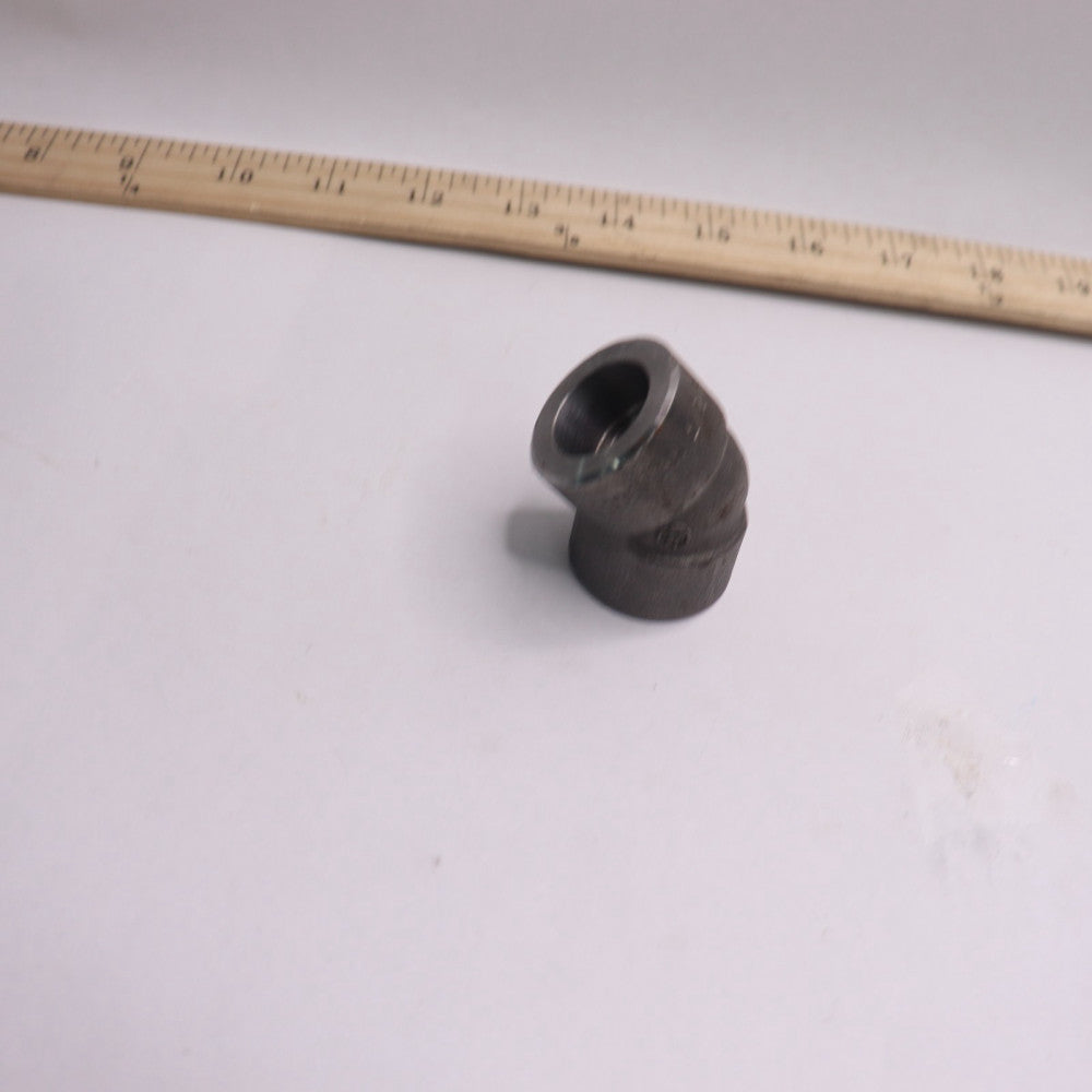 45 Degree Socket Weld Elbow Class 3000 Black Forged Steel 1/2"