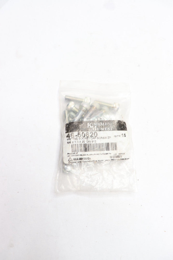 (15-Pk) Kimball Midwest Metric Socket Head Cap Screw Zinc Plated M6 x 1.0 x 20