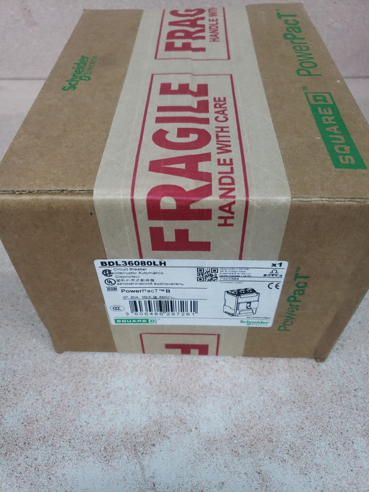 New! Square D BDL36080LH 3 Pole 80A 480V Circuit Breaker *Feedthrough Lugs