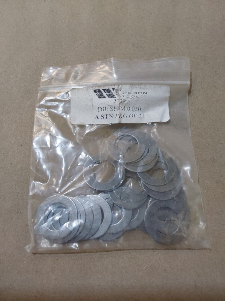 Wilson Tool 2722 Die Shim 0.030 A STN PACKAGE OF 25