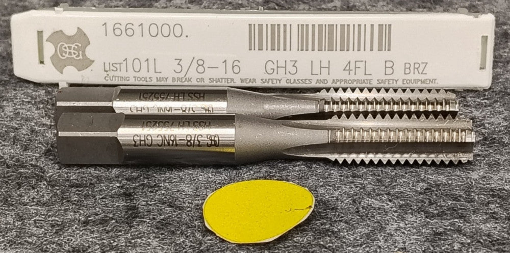 OSG 3/8"-16 4FL STRAIGHT PLUG TAP 1" THREAD 3" OAL HSS 16610000 ***LOT OF 2***