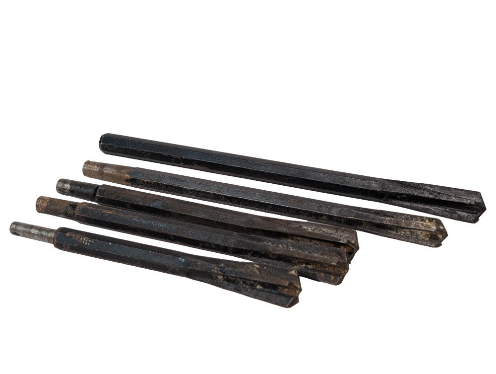 Lot of 5: Antique Hammer Drill Chisel Tools, Baltimore, 7/8, Masonry, Metalwork